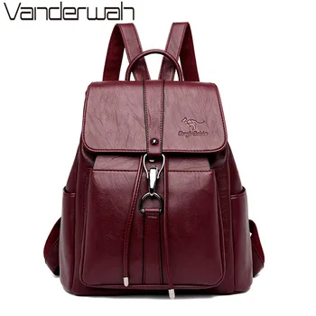 

Kangaroo Brand Women Leather Backpacks For Teenage Girls Mochilas Ladies Bagpack Travel Back Pack School Bags For Teenage Girls