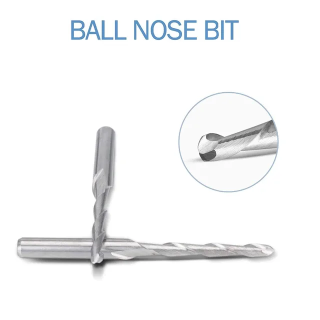thumbnail image 2 of Ball Nose CNC Router Bits 1/2 Sh | 1/2 CD | 1 CL | 3 Fl, Spiral, Solid Carbide - US5500BNU 2 of 14