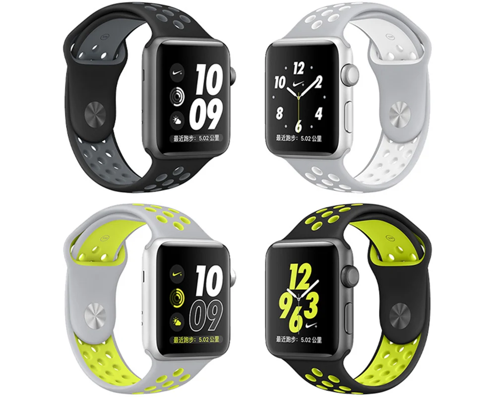 Модный спортивный силиконовый ремешок для наручных часов Apple Watch серии 1 2 3 4 ремешок 38/42 мм браслет с воздухопроницаемым отверстием; сменный ремешок для часов