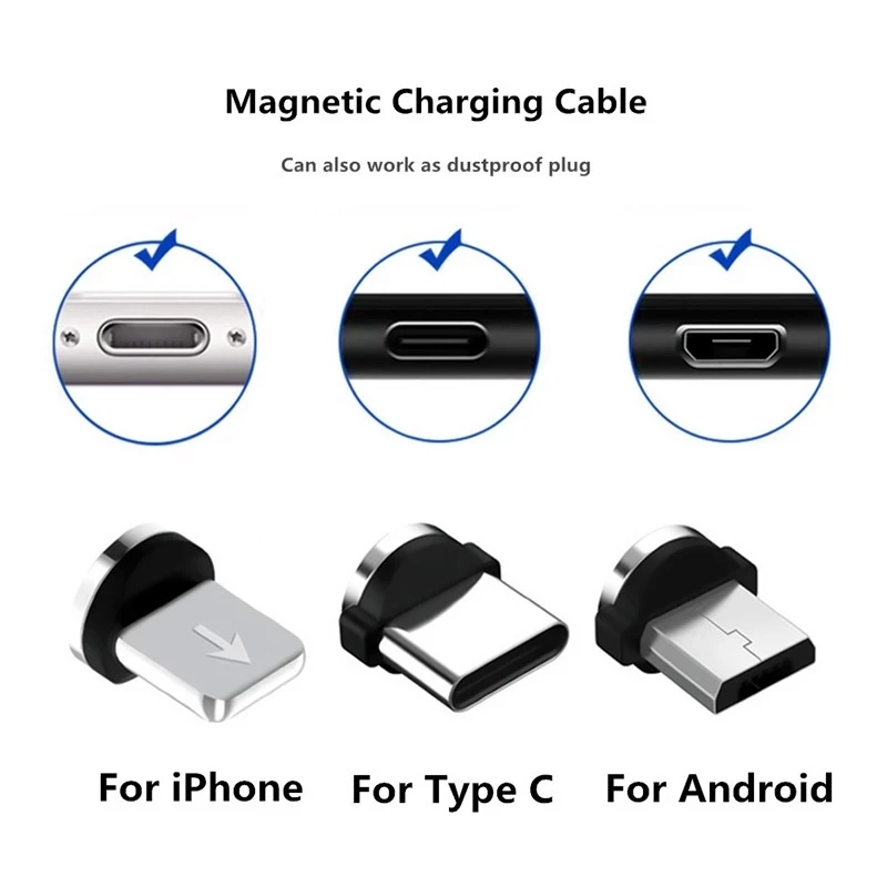 STATIK 360 Magnetic Phone Charger | USB to USB C Cable, Micro-USB, Magnetic  Charger for iPhone | 3-in-1 Tip Adapters, Cable Wrap Organizer | Magnetic