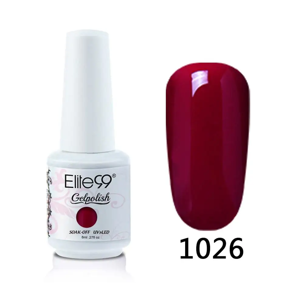 1026 Elite99 8 мл УФ гель лак для ногтей светодиодный гель для ногтей замочить от ногтей гель Лак Блеск телесный красный 241 цветов Гибридный лак для ногтей - Цвет: 1026