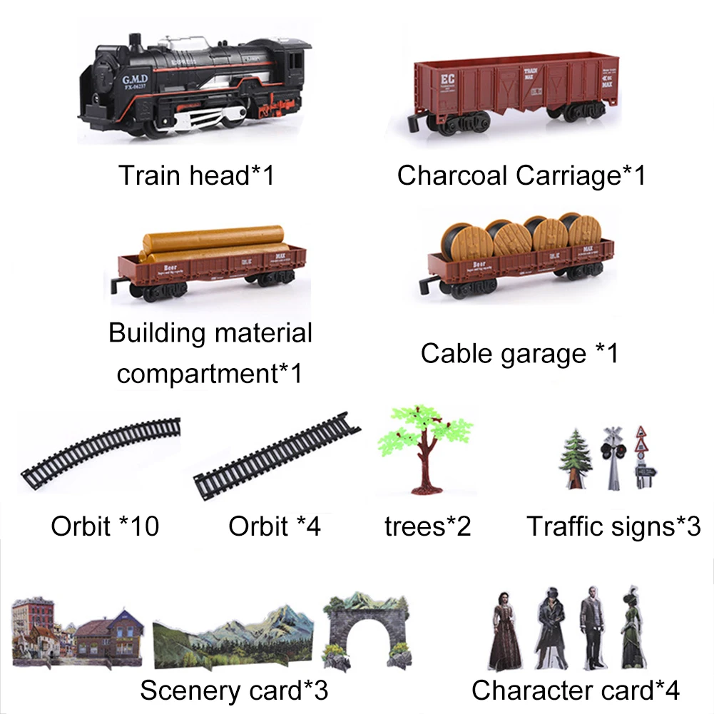 Electric Train Toy set Car Railway and Tracks Steam Locomotive Engine Diecast Model Educational Game Boys Toys for Children Kids