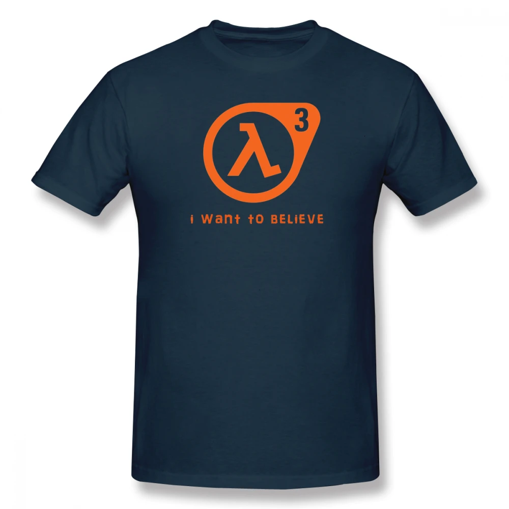 Navy Blue one yona Half Life T Shirt Half Life 3 I Want To Believe T-Shirt 100 Percent Cotton Cute Tee Shirt Basic Short Sleeve Man Tshirt - Цвет: Navy Blue