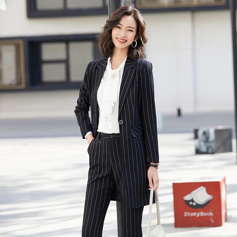 Women's Elegant Formal Business OL Spring Summer Long Sleeve Slim Blazer and Skirt Suit Office Ladies Work Wear Blazers Jacket