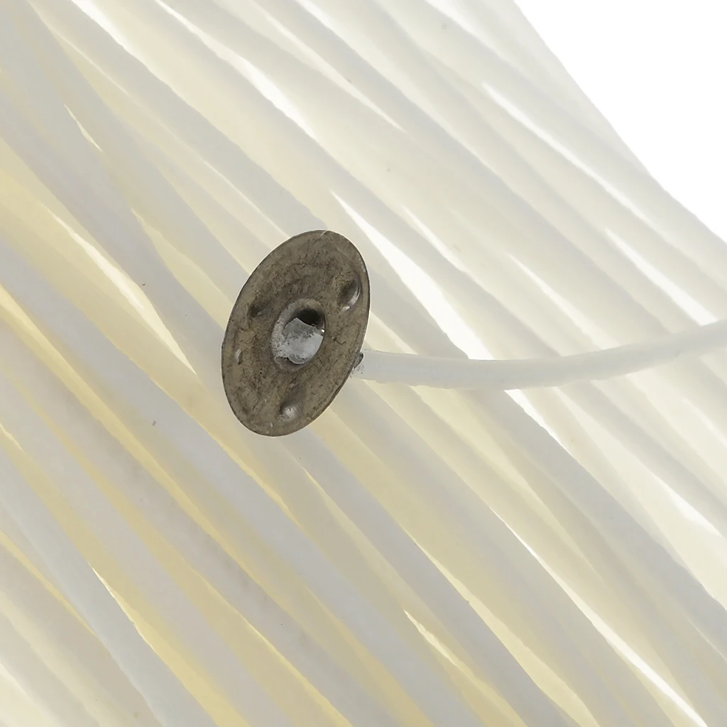 20cm Pre Waxed Cotton Teacup Wick Smokeless with Metal Sustainer for DIY Candle Making Pack of 50Pcs