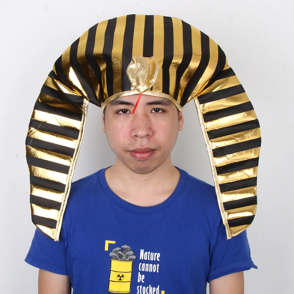 Novelty Golden Black Egypt Egyptian Pharaoh King Hat Vintage Headpiece Fancy Dress Cosplay Prop
