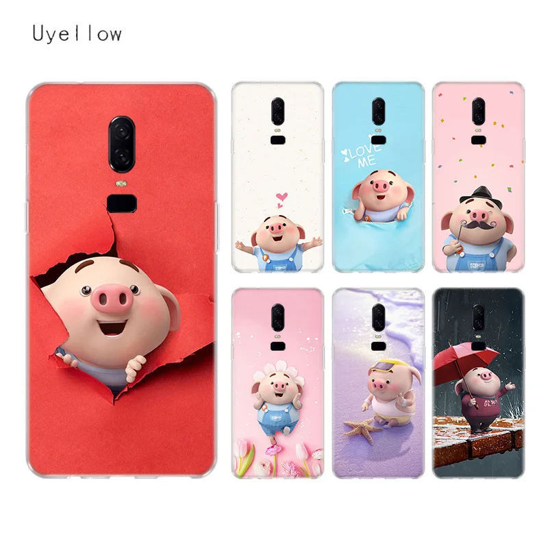 

Uyellow Pig Mans Silicone Soft Case For One Plus 7 Pro 6 6T 5 5T Fashion Fundas Printed Cover Luxury Phone Coque TPU Shell