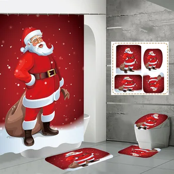 

Christmas Bathroom Curtain Mat Navidad 2020 Merry Christmas Decor for Home Noel Cristmas Ornaments Xmas Gifts New Year 2021