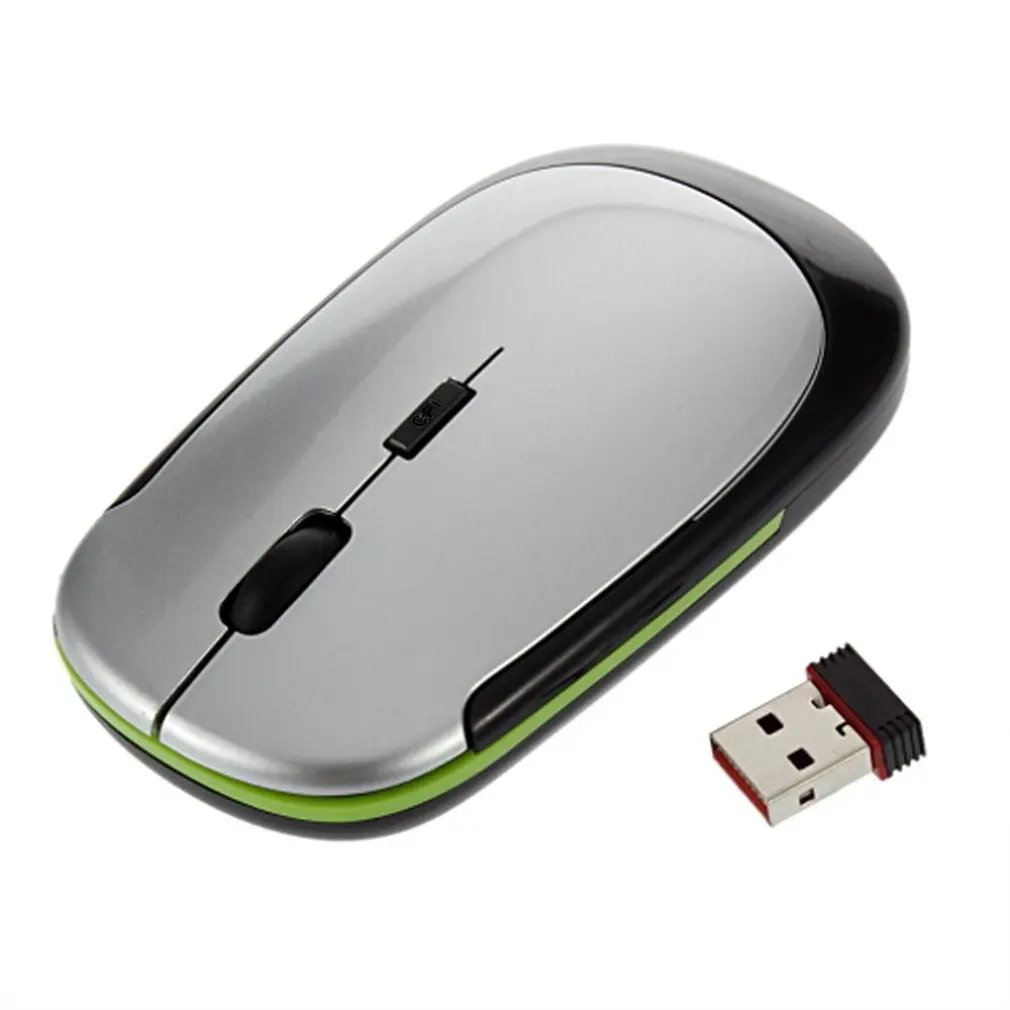 2,4G usb-ресивер беспроводной мыши 2,0 приемник супер тонкий мини милый оптический usb-ресивер беспроводной мыши правой мыши с колесиком для портативных ПК видеоигры - Цвет: Серебристый