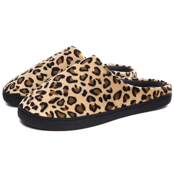

zapatillas casa Couple Winter Indoor Shose Home Leopard Slippers Men Women Non-Slip Warm Casual Hotel Slippers ciabatte uomo A60
