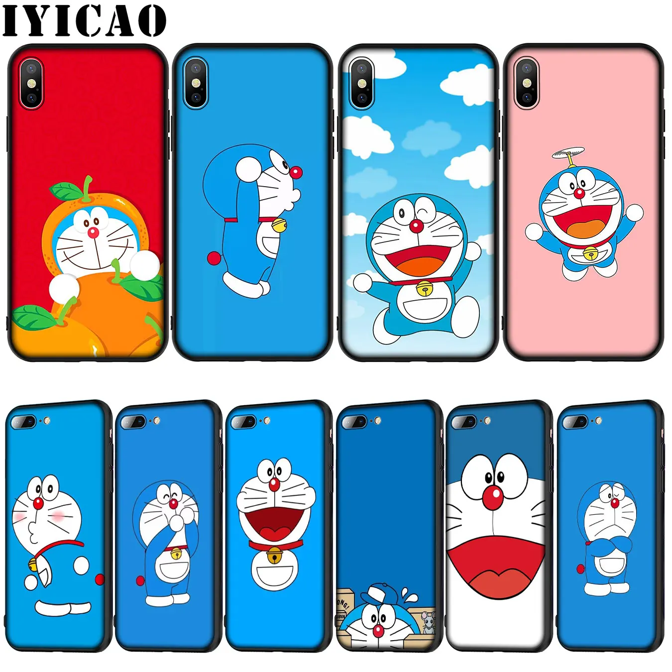 IYICAO Дораэмон Мягкий силиконовый чехол для iPhone 12 мини XR X XS 11 Pro Max 10 6 6S 7 8 plus 5S SE