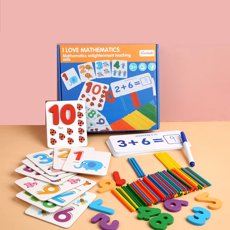

Montessori Toys For Children Mathematics Kids Early Educational Toys Counting Wooden Sticker Kids Number Cognition Birthday Gift