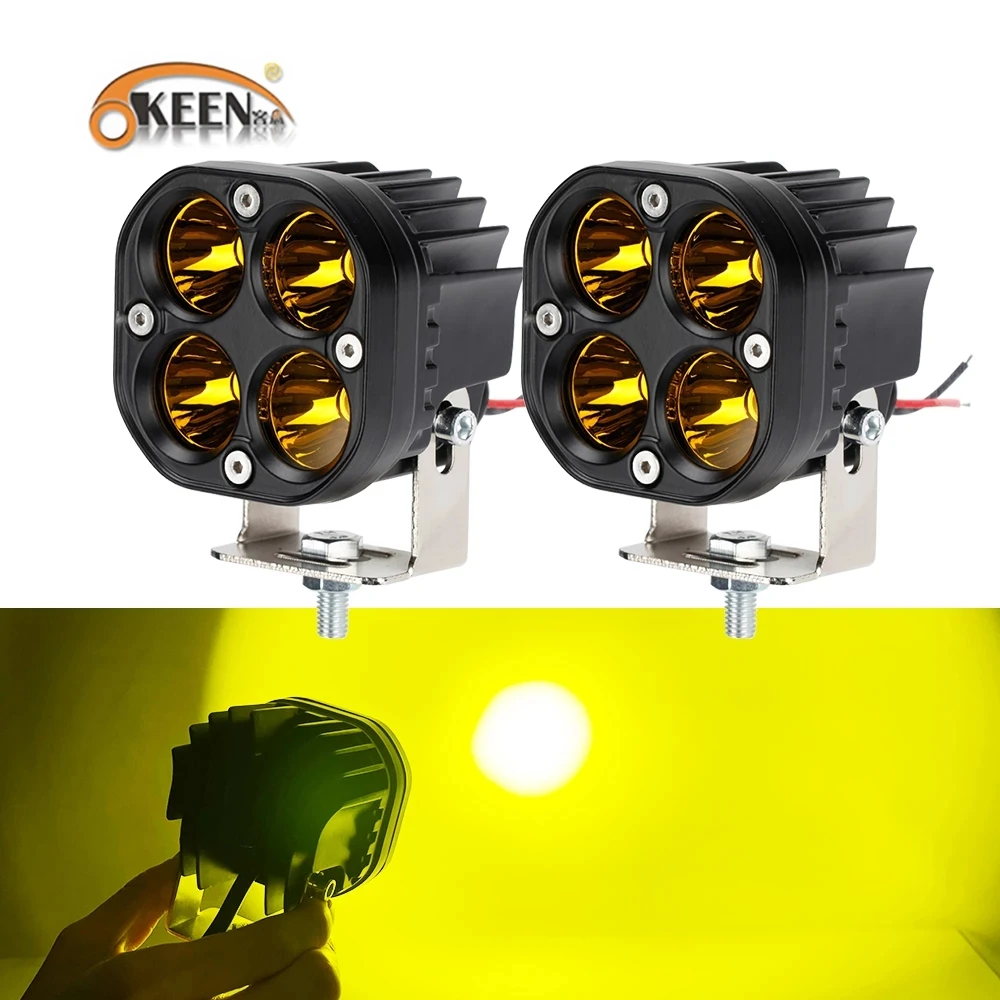 OKEEN Universal 3 Inch 40W Yellow LED Work Light Square Waterproof