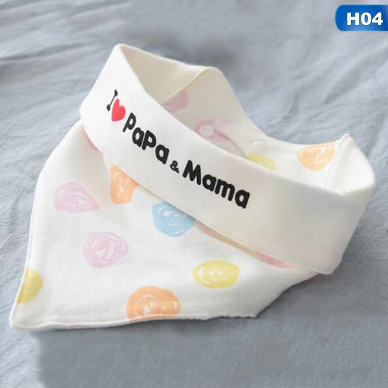 H04 2 шт./партия, Детские Слюнявчики для мальчиков и девочек, хлопковые мягкие Слюнявчики для малышей с треугольными слюнами, полотенце с милым принтом «I Love Papa Mama», нагрудники для новорожденных - Цвет: H04