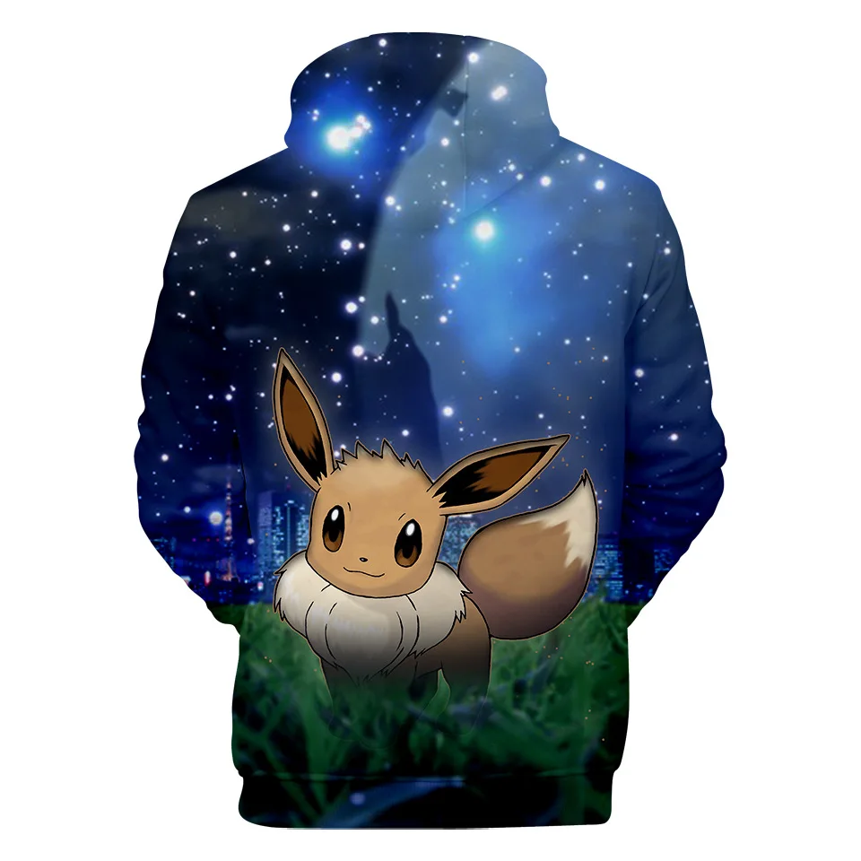 Пикачу 3d Толстовка с принтом Eevee Толстовка с принтом звездного неба одежда с капюшоном для улицы для мужчин JackeSpring осенний пуловер хорошие Топы
