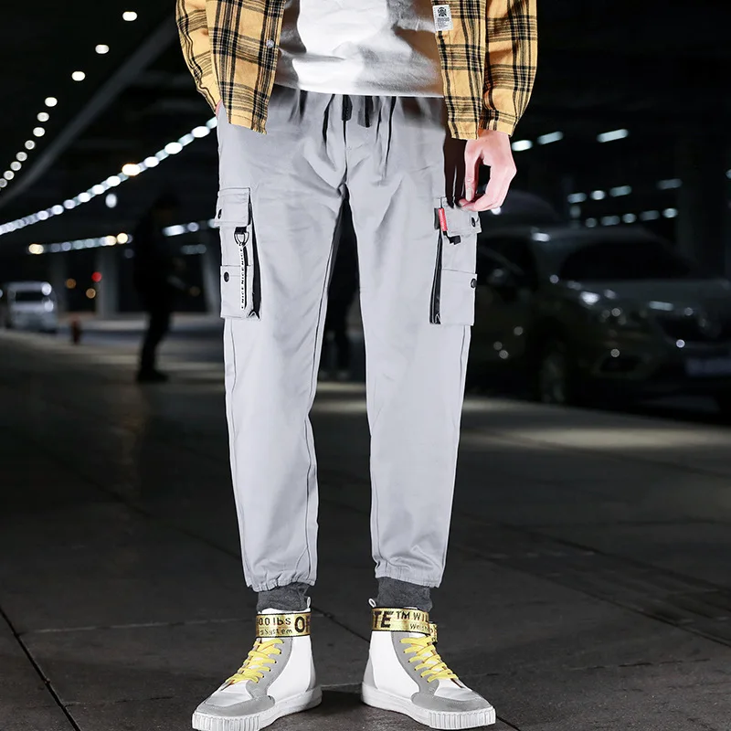 

2019-Casual Pants Trend Bib Overall Young MEN'S Students Ankle Banded Pants