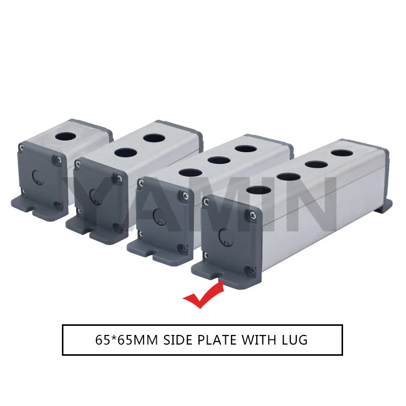 16/19/22mm Aluminium Alloy Protective Box For Metal Push Button Switch IP67 Waterproof Industrial 12/3/4 Holes Single Row - Цвет: 65MM ear 4 Hole