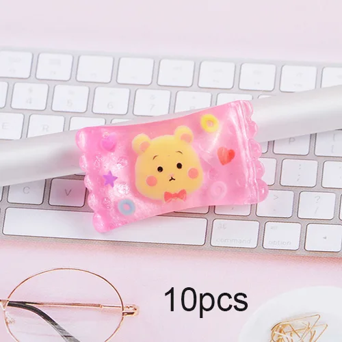 Happy monkey 10 шт. Kawaii Slime Подвески Смола милые животные конфеты добавки аксессуары DIY Набор для пушистой прозрачной хрустящей слизи глины - Цвет: Pink  10pcs