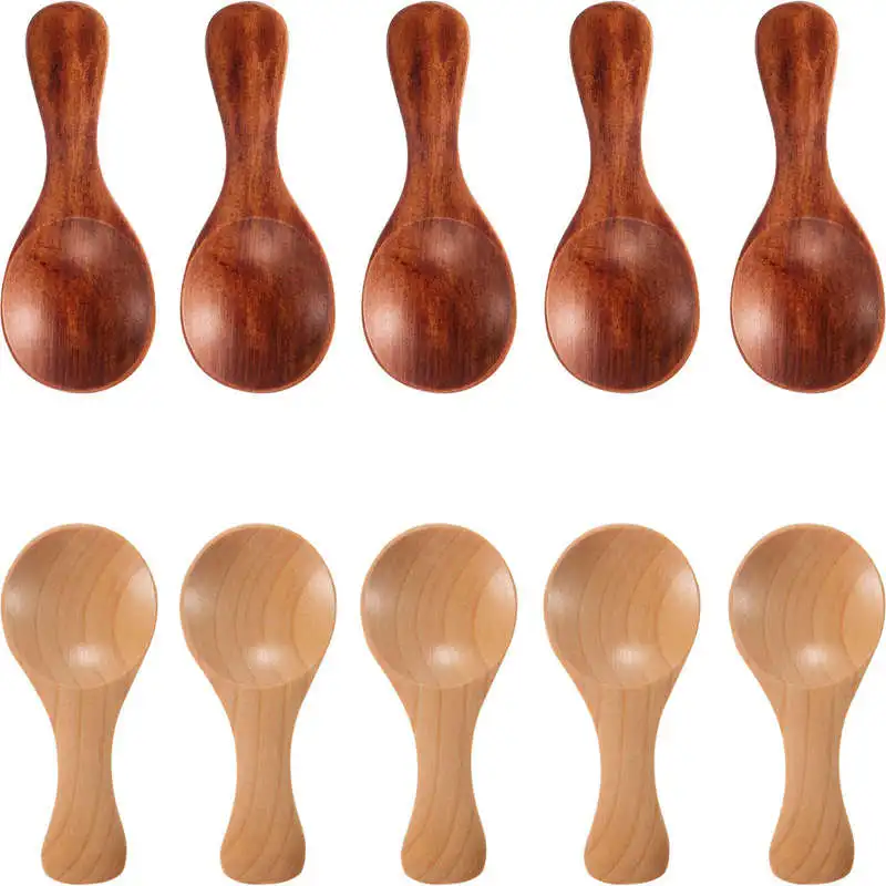 20 Pieces Small Wooden Spoons Mini Condiments Sugar Seasoning Salt Honey Teaspoon Coffee Tea Jam Mustard Ice Cream Wood Spoons