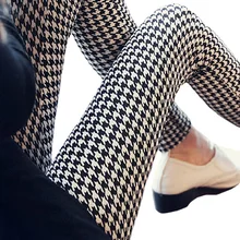 Leggings Floral Houndstooth Patterned Elastic-Design Vintage CUHAKCI for Women Sale W056