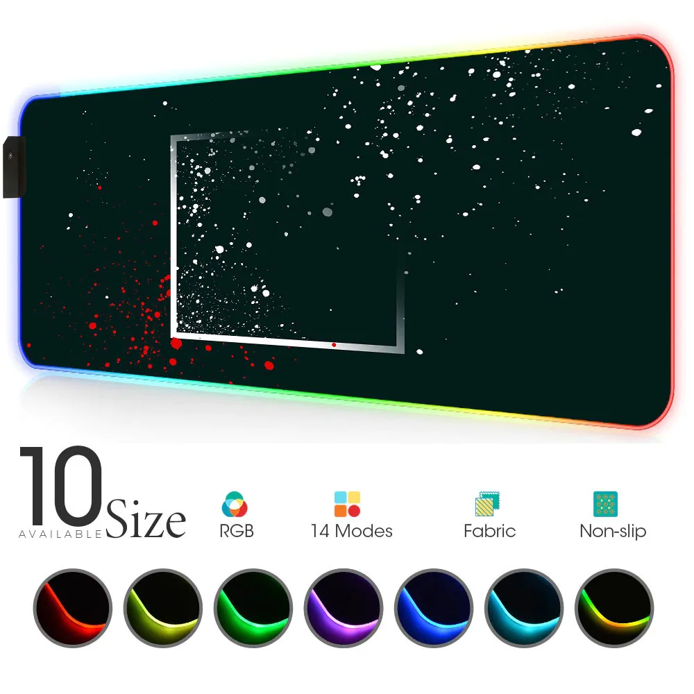 

Glow RGB Mouse Pad Black and white Gamer Accessories Large LED MousePad Gaming rug with Backlit for bears pc Rubber computer