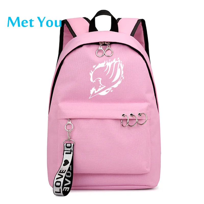 Style 11 Аниме Феи хвост рюкзак школьный книги сумки Mochila дорожные сумки ноутбук кольцо с изображением ленты рюкзак в форме круга розовый черный - Цвет: Style 11