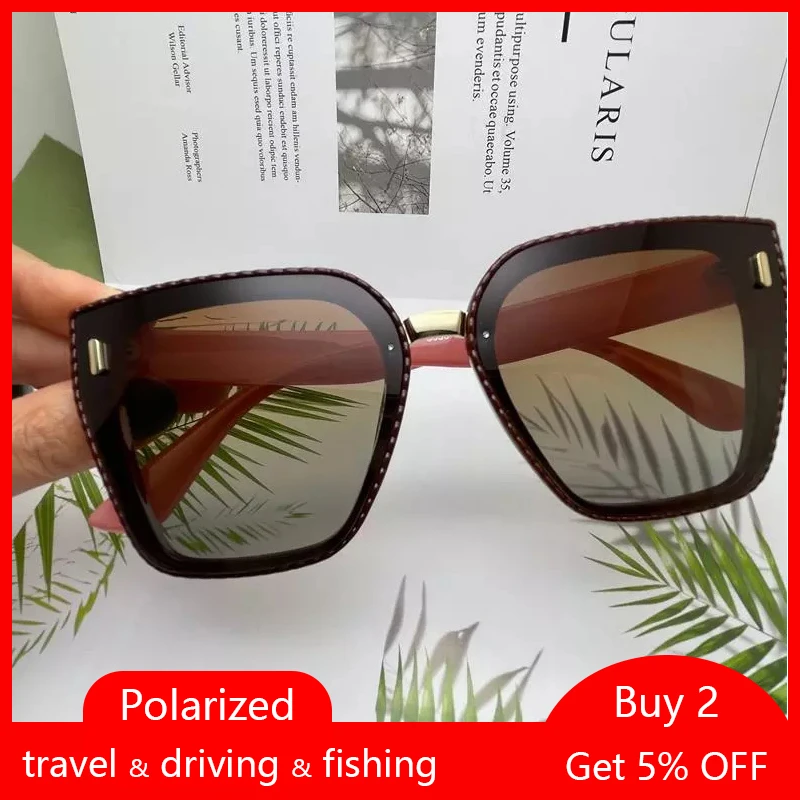 Gafas de sol polarizadas cuadradas de lujo para mujer, de sol cuadradas de gran tamaño con filtro UV, montura grande, gradiente marrón, 2021|Gafas de sol para mujer| - AliExpress