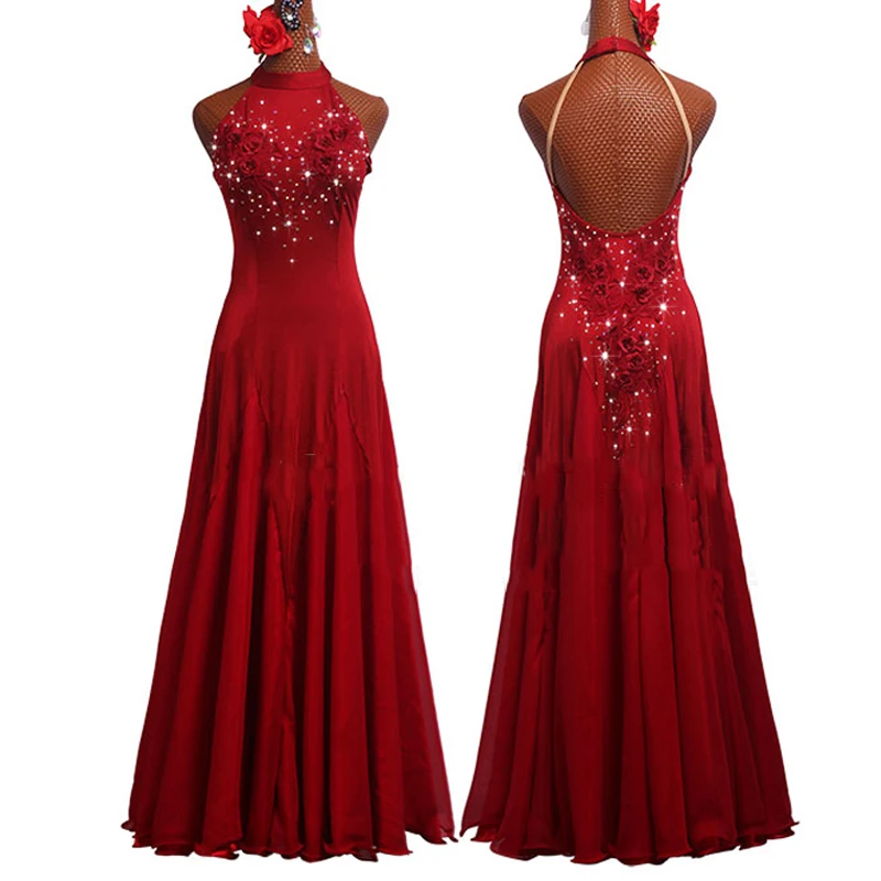 

2020 стандартное красное сценическое платье для бальных танцев, детское платье для танго-вальса на заказ, одежда для танцевальных соревнований, 254