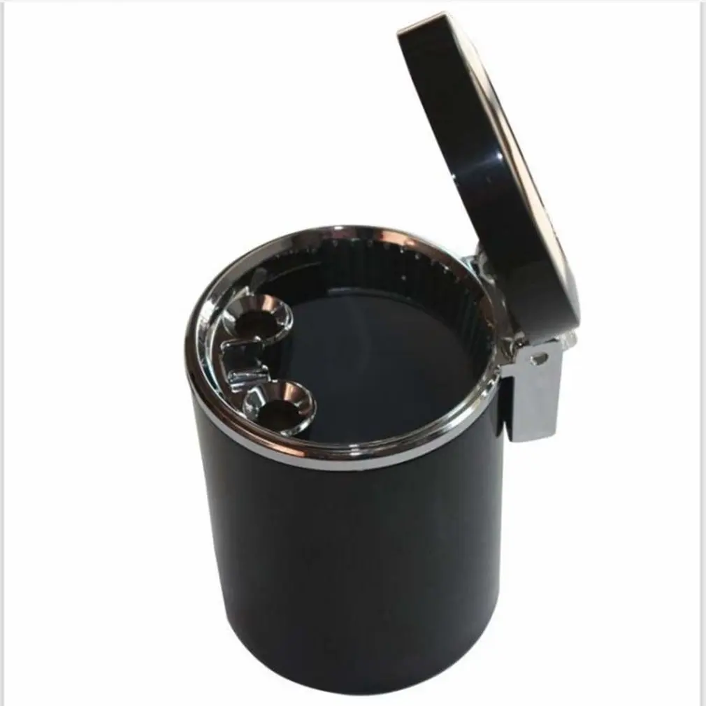 

LED Ashtray For Car Black Ashtrays With Lids Cylinder Cigarette Ashtray With Detachable Storage Box