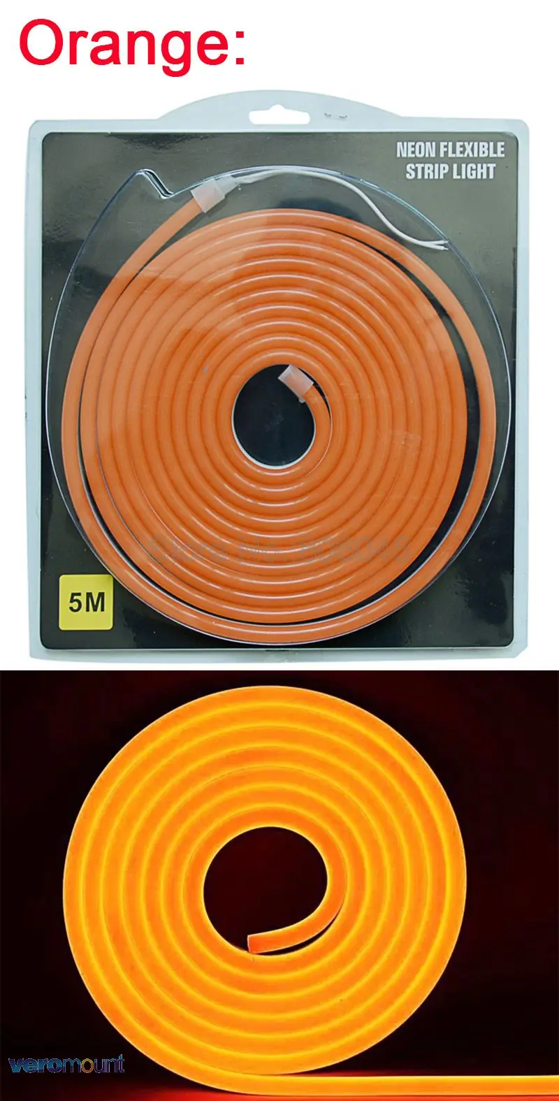 5 м DC12V гибкая светодиодная лента неоновая лента SMD 2835 Мягкая силиконовая резина трубка Открытый водонепроницаемый свет 8*16 мм блистер упаковка - Испускаемый цвет: 5m Orange