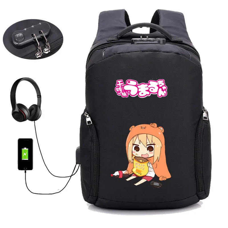 08 Аниме Himouto! Рюкзак Umaru-chan с usb-зарядкой, противоугонные мужские рюкзаки для ноутбука, мужской рюкзак для подростков, рюкзак для отдыха и путешествий - Цвет: 08