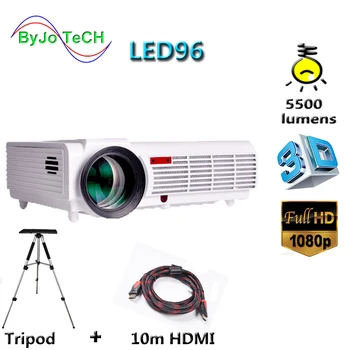 

Poner Saund LED96 LED Projector 5500 Lumen Full HD projector 1080P With 10m HDMI Tripod USB VGA AV 3D Proyector LCD Vs bt96 m5