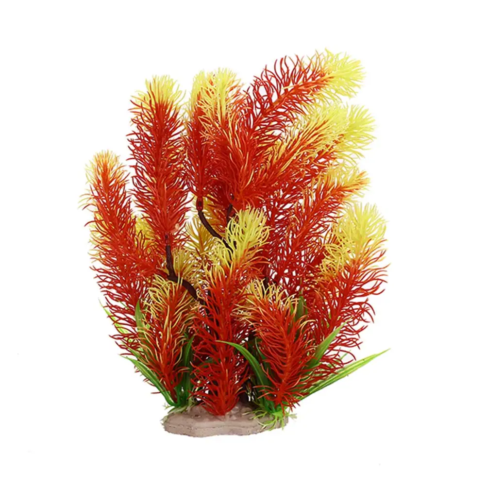 Fishbowl Decoration Green Red Fish Tank Odorless Fish Tank Decoration Simulated Water Grass Environment-Friendly Plastics - Цвет: Red