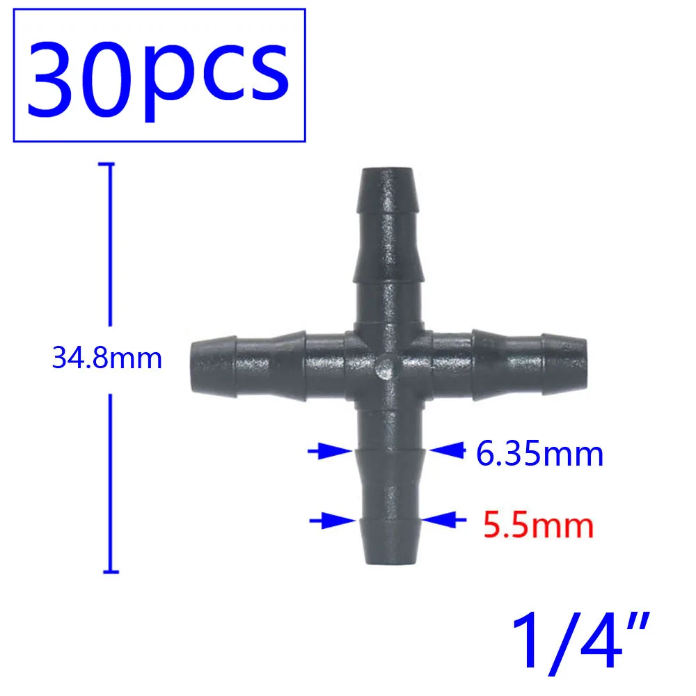 Irrigation Sprinkler 1/8 1/4 Inch Double Barbed Tee Single Elbow Water Pipe Connector Fitting Repair for 3/5 4/7mm Hose Coupler
