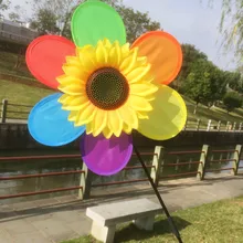 Новая детская игрушка Однослойная ткань шесть разноцветный Подсолнух ветряная мельница наружная декоративная садовая ветряная мельница хорошего качества