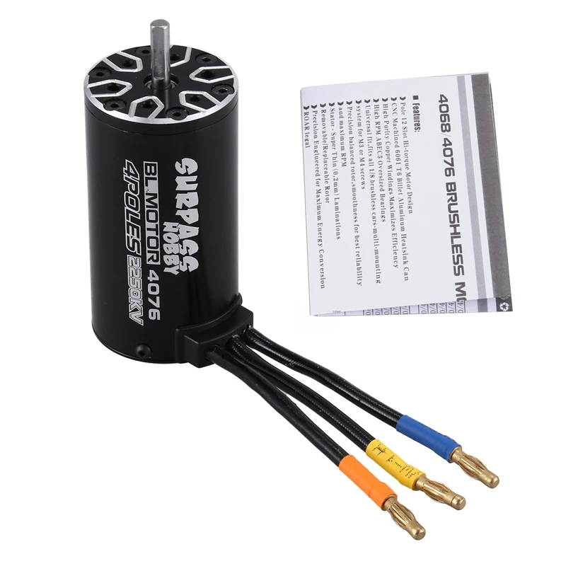 SURPASS HOBBY 2 шт. 4P бесщеточный двигатель для 1/8 RC: 1 шт. 4076 2250KV запчасти для грузовиков с 1 шт. 4068 2650KV Racing C