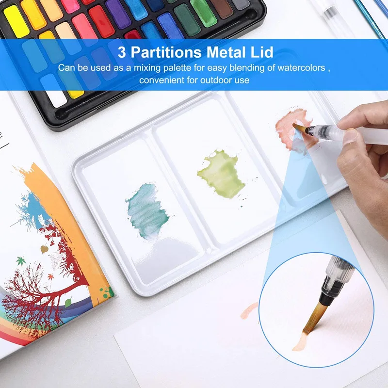MeiLiang 24/36Colors Solid Watercolor Paint Pigment Set Portable Metal Box  for Beginner Students Drawing Art Supplies - AliExpress