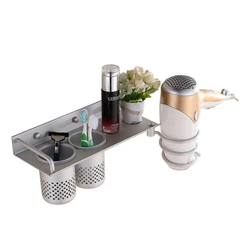 

Wall Mount Spiral Hair dryer Dryer Door Stand Basket + Comb Cup