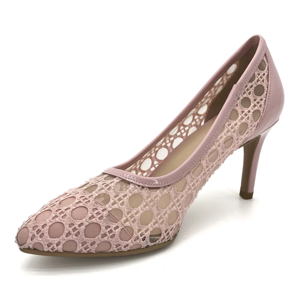 Girls Fancy Women Low Heels Spring Summer  Screen Cloth High Heel 2020 Pumps Pink