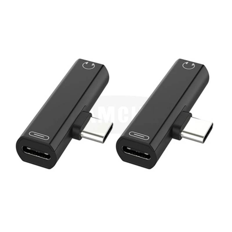 2PC Black 2 в 1 Мини type C аудио адаптер типа C для type C type-C до 3,5 мм разъем для наушников кабель Usb C зарядный адаптер для huawei samsung - Цвет: 2PC Black