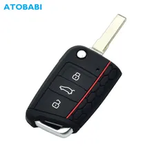 Силиконовый чехол для ключей от машины для VW Golf 7 MK7 сиденье для Polo Leon Skoda Octavia 3 кнопки складной брелок сумка дистанционный брелок Защитная крышка