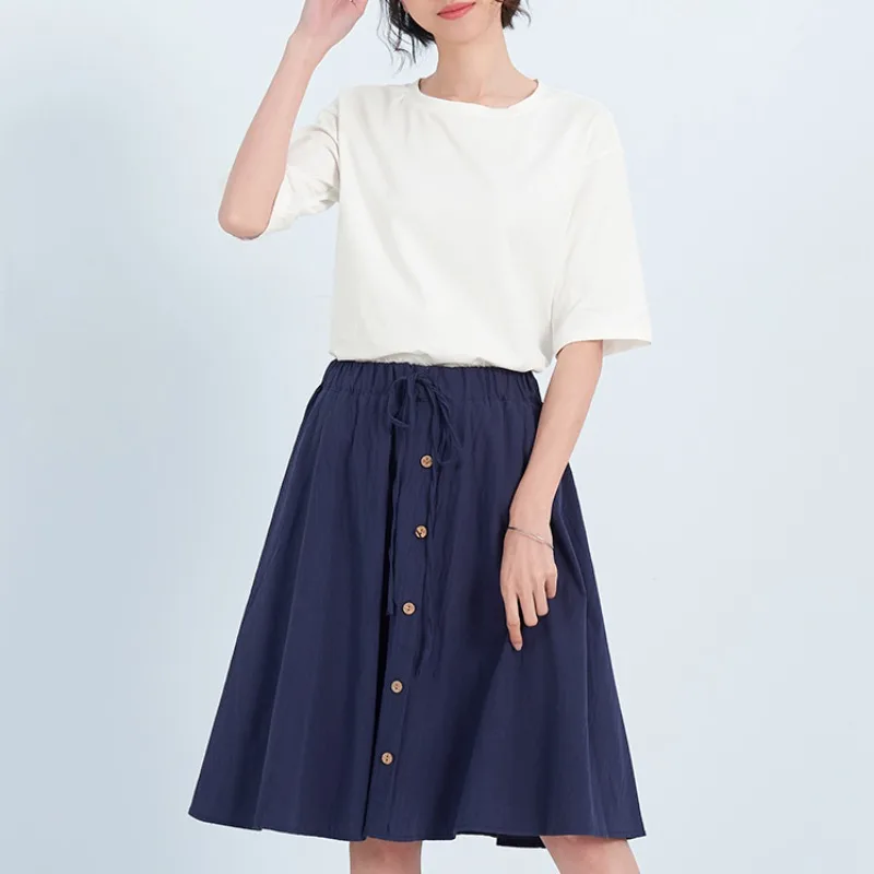 Повседневные эластичные юбки с высокой талией женские летние милые повседневные плиссированные юбки до колена x