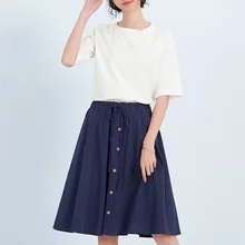 Повседневные эластичные юбки с высокой талией женские летние милые повседневные плиссированные юбки до колена x