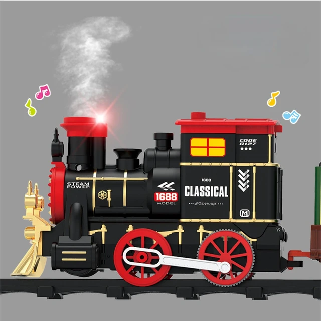 Christmas Electric Rail Car Train Toy with Smoke Simulation Classical Model Children's Electric Railway Train Set for Boy 2