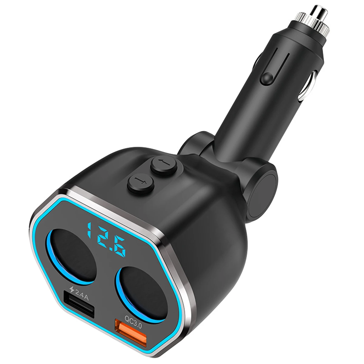 Автомобильное зарядное устройство Разветвитель Прикуривателя 2 розетки + USB-порт