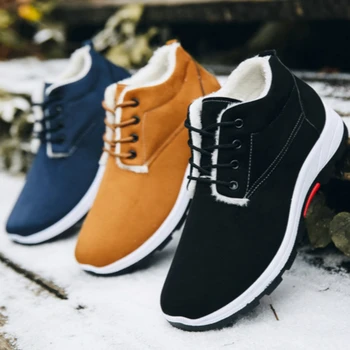

Snowfield Flat Boots Flock Keep Warm Non-slip Cotton Boot Wear-resisting Shoes Men Winter Ankle Plush Scarpe Zapatos Casual