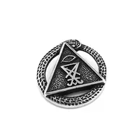 Illuminati Pyramid Eye Talisman Amulet Pendant Stainless Steel Satan Demon Devil Symbol Signet Biker Mens Pendant SWP0565A 1