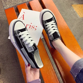 

Women Canvas Shoes Platform Chunky Sneakers Black Fashion Vulcanized Shoes Tennis Female Casual Shoes Woman Lace Up Sneaker 2020