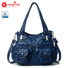 Angel Kiss модная Высококачественная 2 Топ молния гладкая женская сумка мягкая промытая сумка из искусственной кожи для женщин