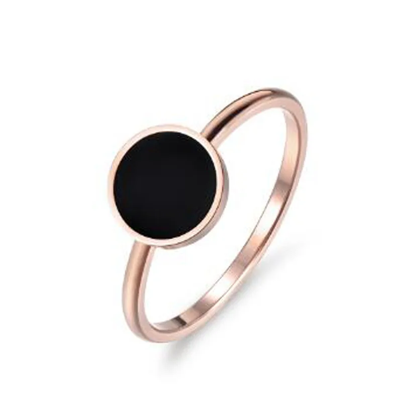 

2019 Popular Ring for Women Stainless Steel Black Enamel Rose Gold Ring Beauty Vintage Wedding Female Rings Jewelry Gift